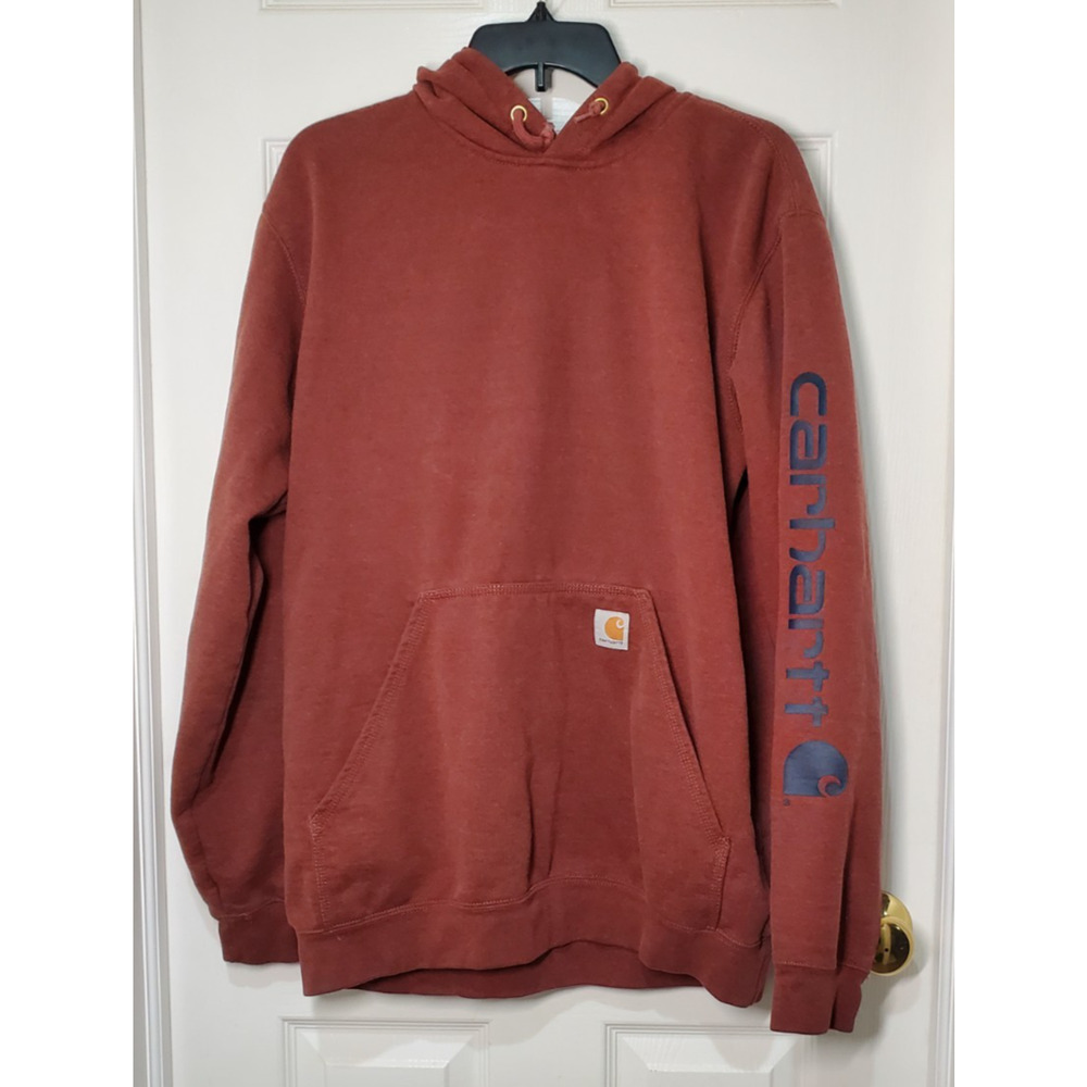 Carhartt Men’s Original Fit Hoodie-Brown-Size M-Logo Sleeve-K288
